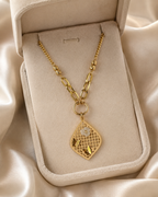 Lattice Teardrop Charm Necklace