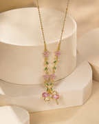 Pink Floral Vine Bow Necklace