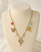 Flamingo & Bee Charm Necklace