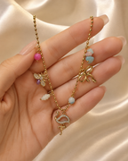 Flamingo & Bee Charm Necklace
