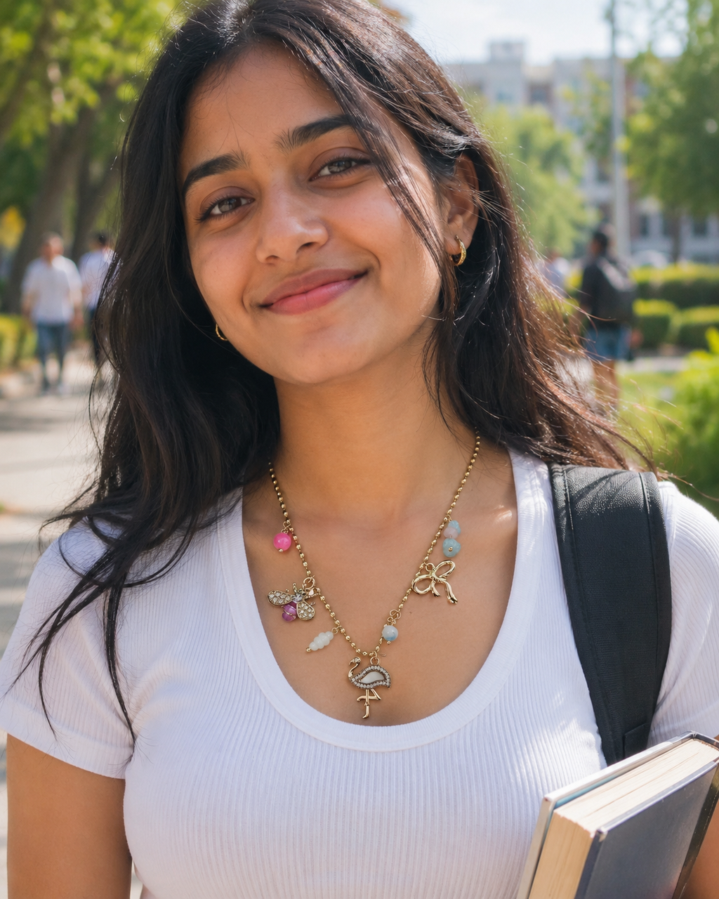 Flamingo & Bee Charm Necklace