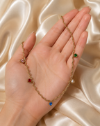 Gold Twisted Chain Multicolor Heart Crystal Necklace