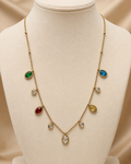 Gold Multicolor Crystal Charm Necklace