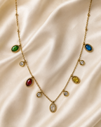 Gold Multicolor Crystal Charm Necklace