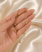 Gold Shell and Crystal Charm Necklace