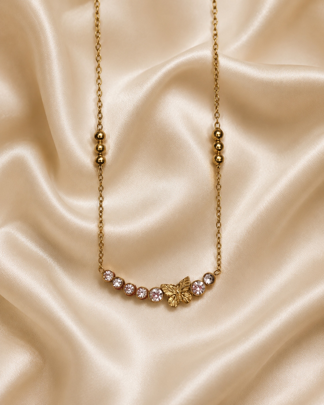 Gold Butterfly Crystal Necklace