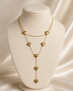 Gold Layered Heart Drop Necklace