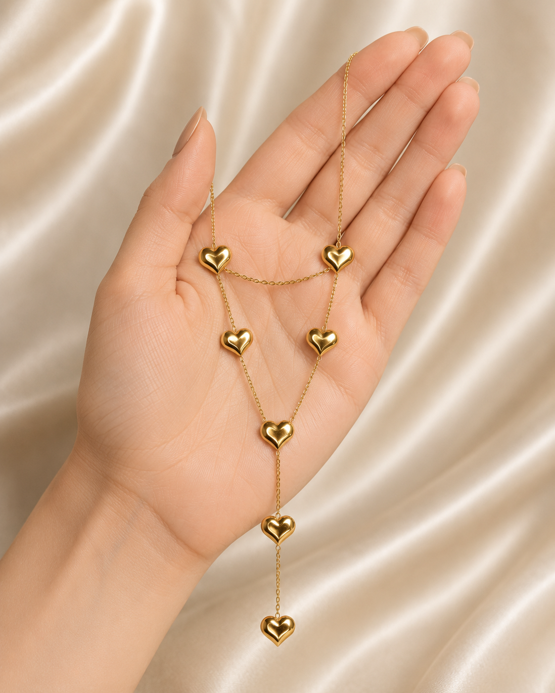 Gold Layered Heart Drop Necklace