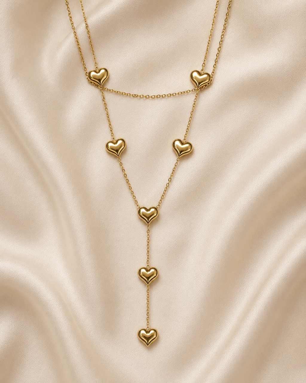 Gold Layered Heart Drop Necklace