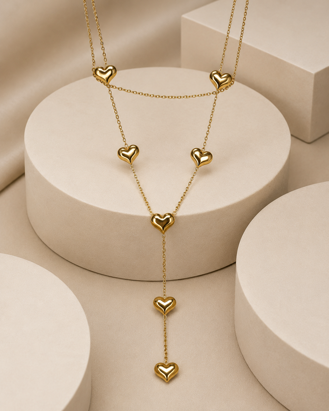 Gold Layered Heart Drop Necklace