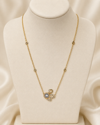 Gold Swan Pearl Pendant Necklace