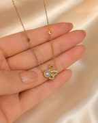 Gold Swan Pearl Pendant Necklace