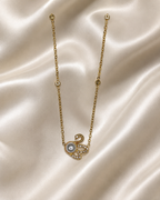 Gold Swan Pearl Pendant Necklace