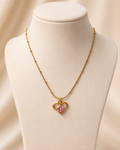 Pink Heart Crystal Pendant Necklace