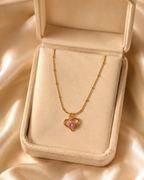 Pink Heart Crystal Pendant Necklace