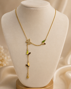 Gold Butterfly Charm Drop Necklace