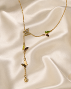 Gold Butterfly Charm Drop Necklace
