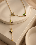 Gold Butterfly Charm Drop Necklace