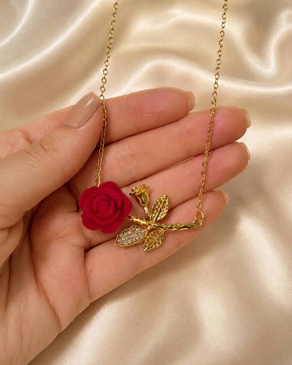 Red Rose Branch Necklace