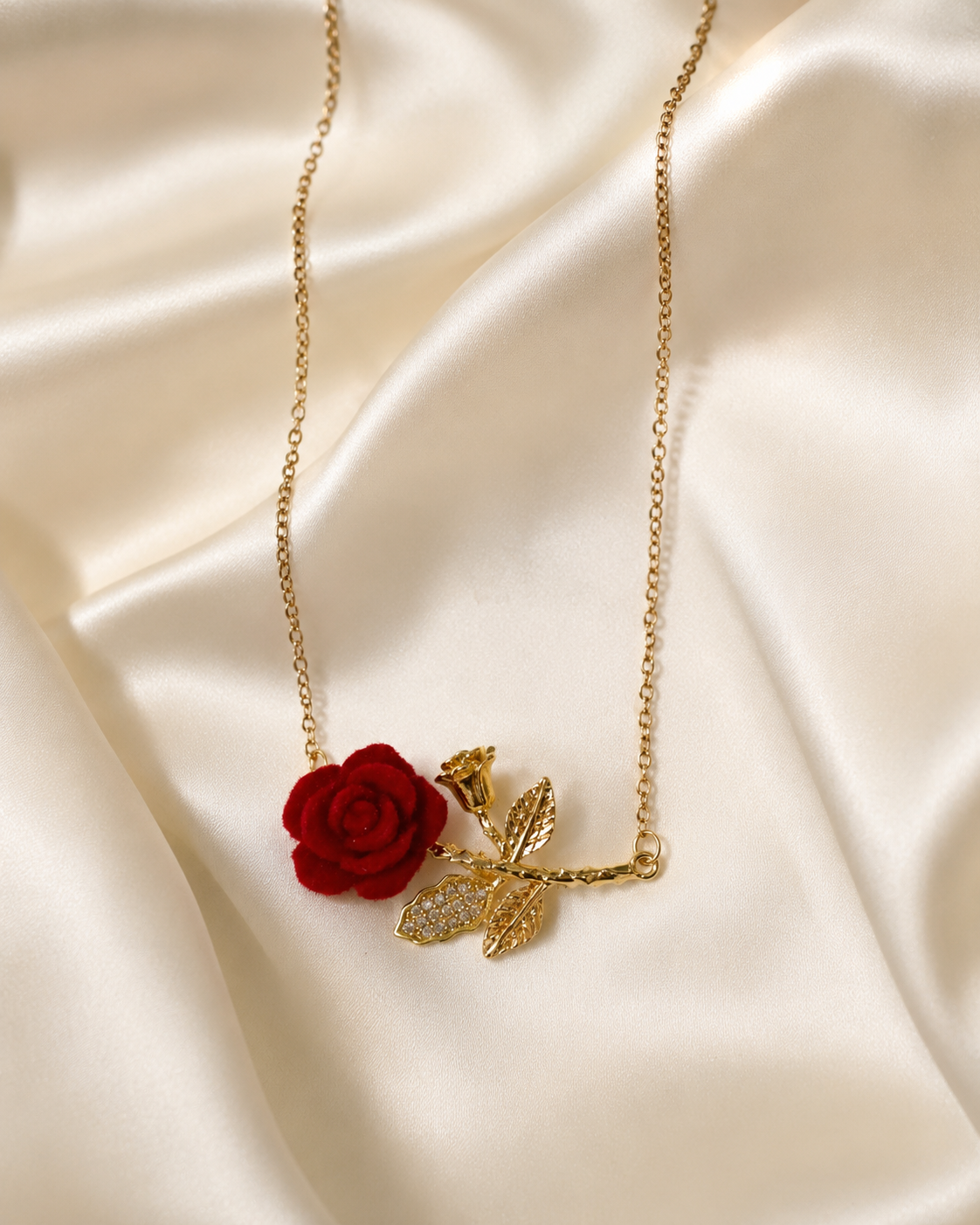 Red Rose Branch Necklace