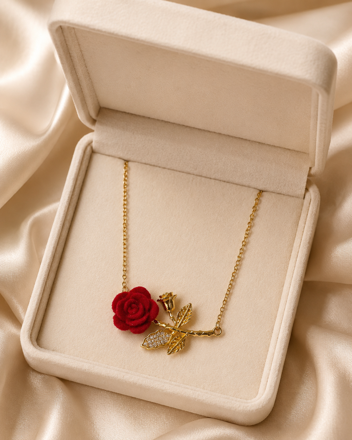 Red Rose Branch Necklace